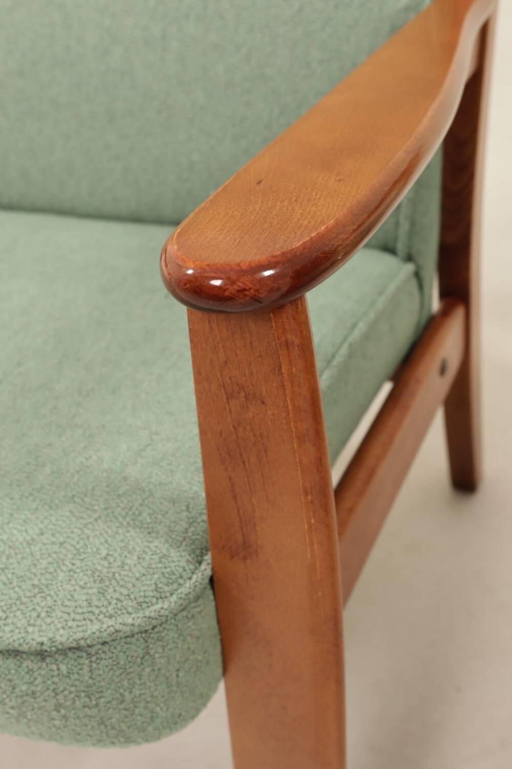Vintage pair armchair mint green upholstery fully refurbished