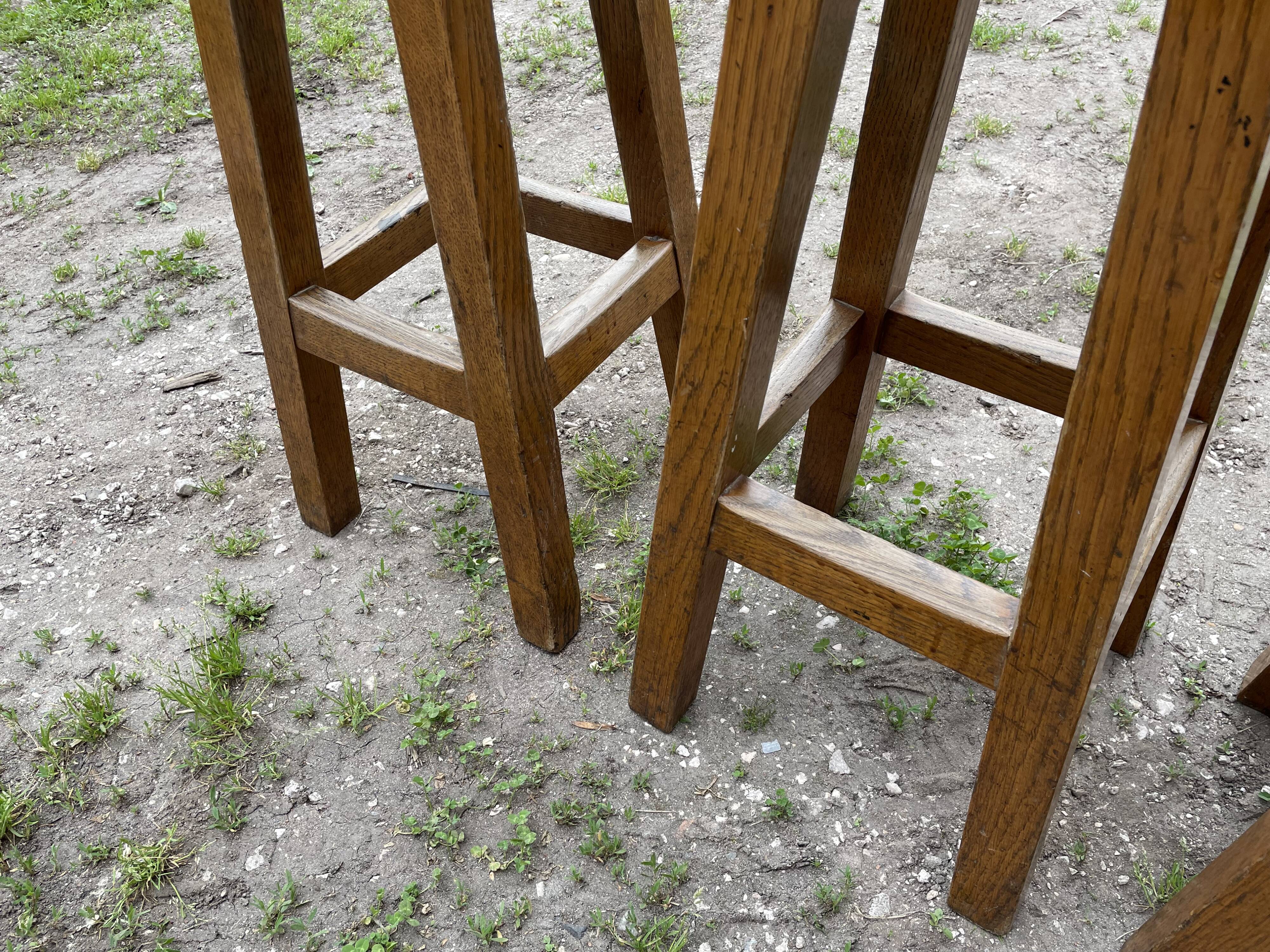 4 high bar stools in solid oak