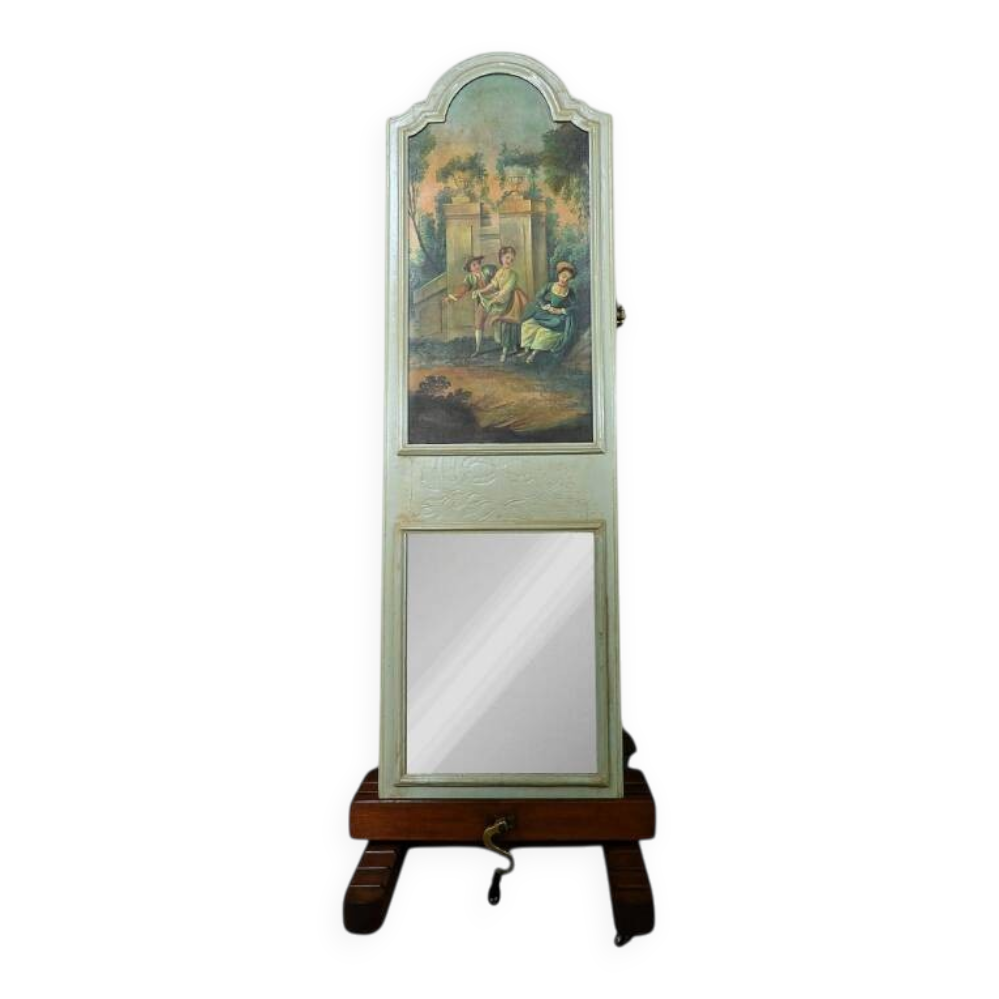 Painted wooden trumeau mirror, Louis XV style – first part of the 20th century