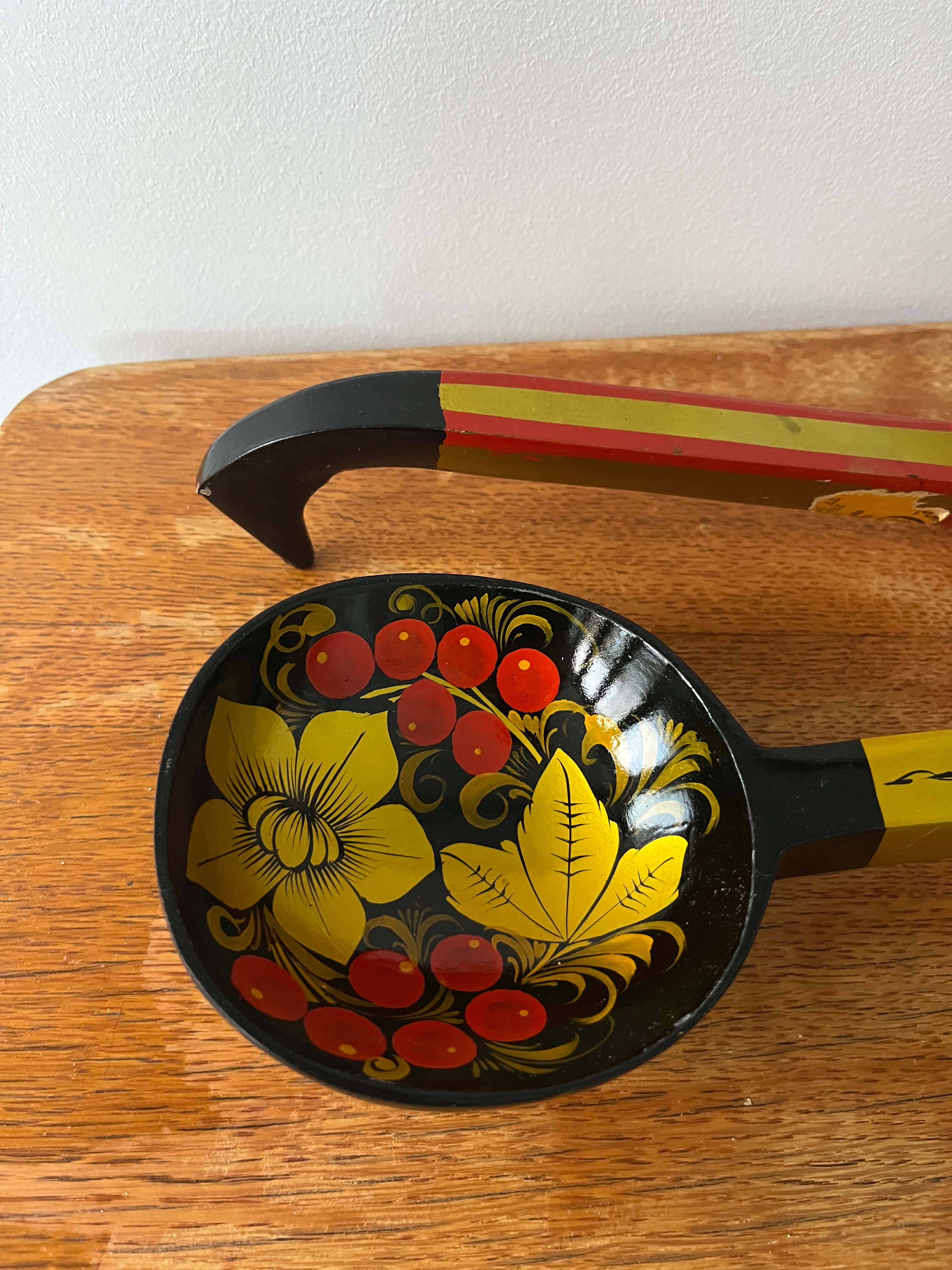 Pair of XL wooden spoons from the Soviet era.