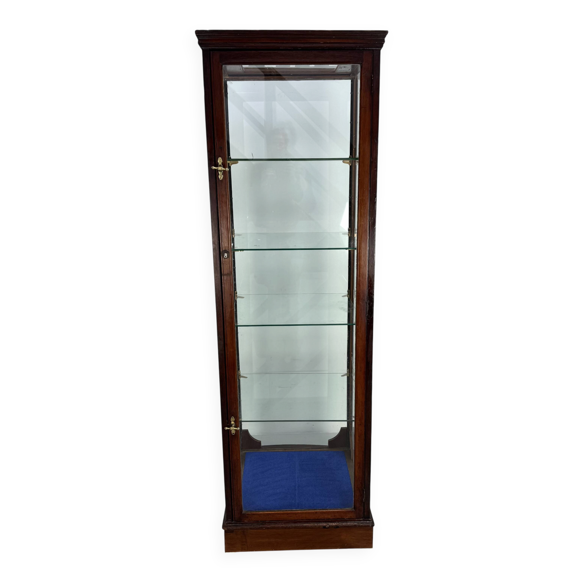 Beautiful mahogany museum display cabinet from England, circa 1925.