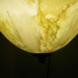 Suspension in gold metal with chains and opaque basin with brown cast designs -60s