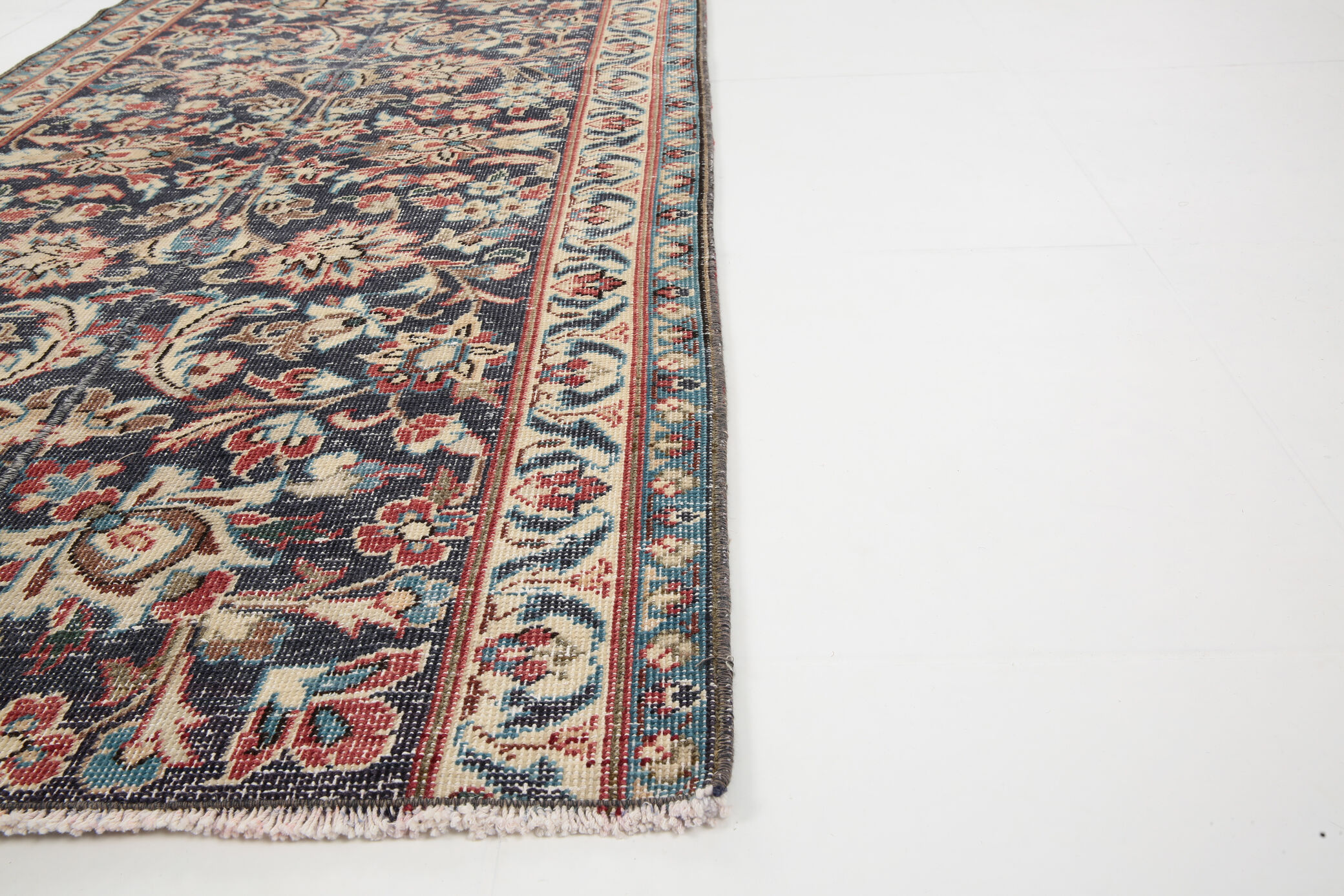 3x12 Persian Navy Blue Runner Rug, 80x378Cm