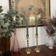 Pair of twisted brass candle holders