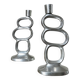Paire de bougeoirs "cercles" en aluminium 1980