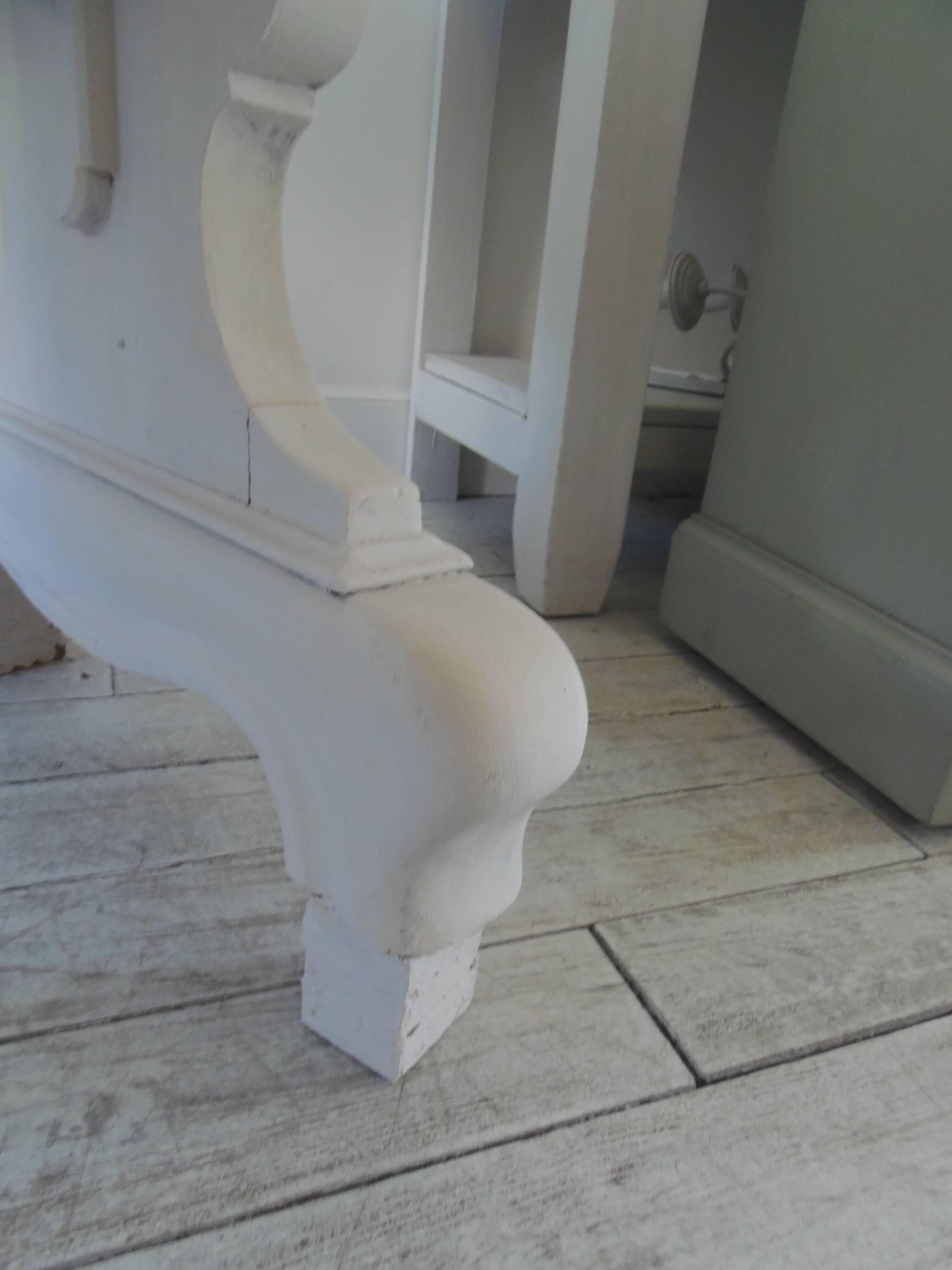 Console, solid walnut table with drop leaves.