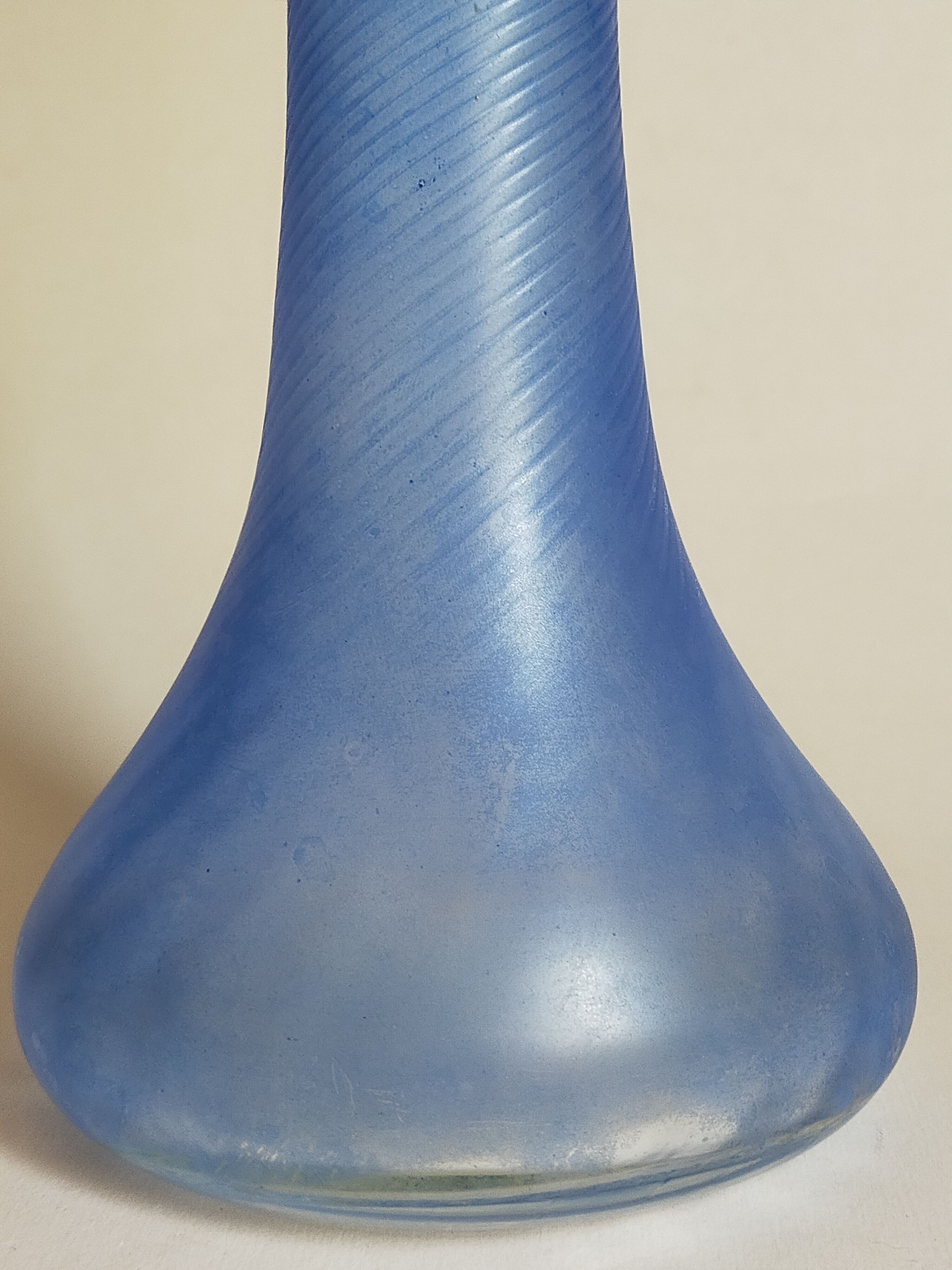 Blown glass vase frosted effect blue and vintage green