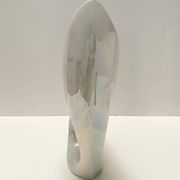 White and Iridescent Blue Ceramic Vase / Centerpiece by Lusso, Italy