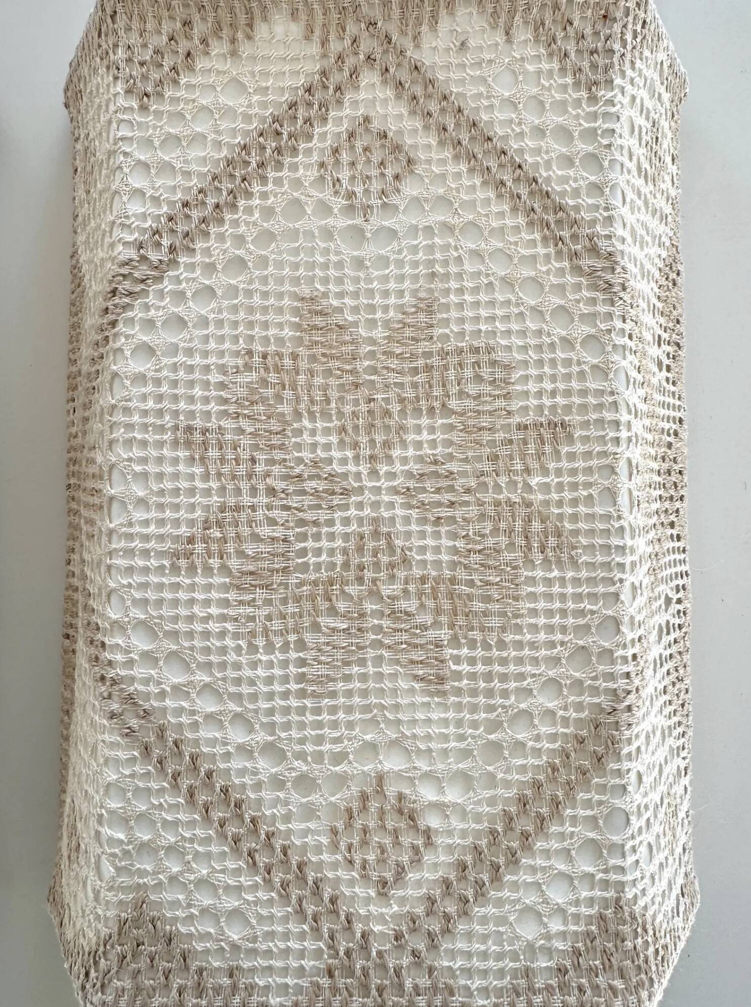 Pair swedish vintage crochete textile wall lamp, "näversom" handmade