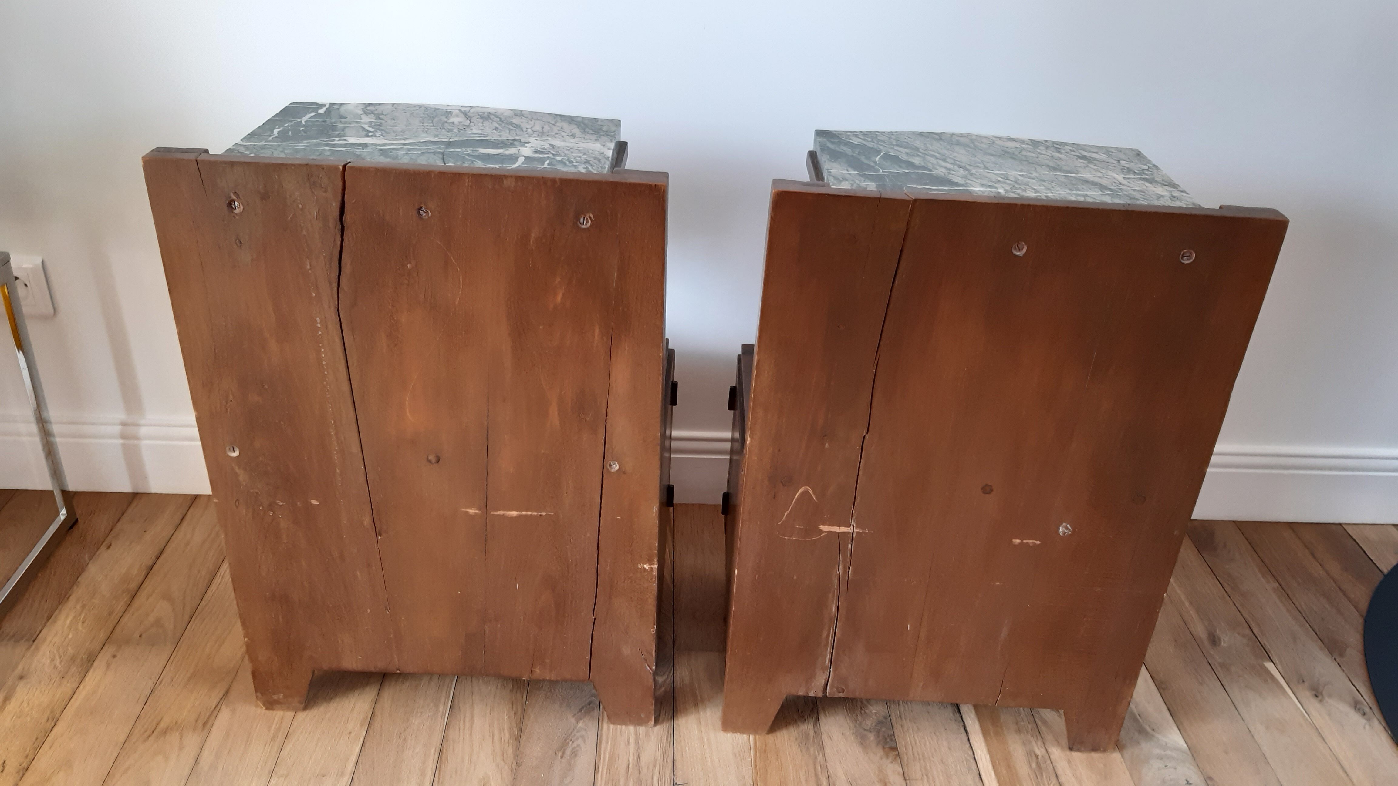 Duo of bedside tables in beech wood art deco 30s