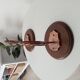 Vintage wall mounted plant holder in copper wood and brass from the 60s