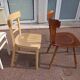 Set of 10 mismatched wooden bistro chairs - vintage