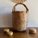 Old handmade 🧺 basket in braided rattan bamboo