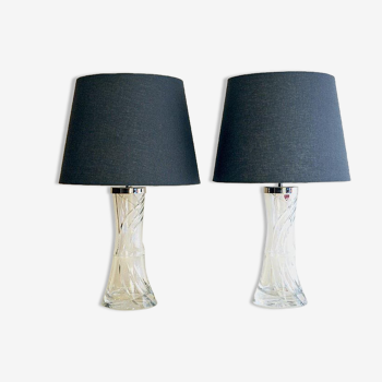 Swedish glass table lamp pair by Olle Alberius for Orrefors 1960s