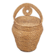 Vintage Straw and Wicker Stool with Storage Basket, 1960s