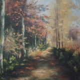Painting „The Forest Road”, Scandinavian design, 1970s