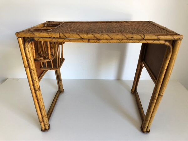 Bureau enfant en rotin avec son fauteuil