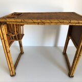 Bureau enfant en rotin avec son fauteuil