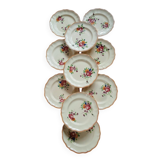 10 assiettes plates anciennes Longchamp 