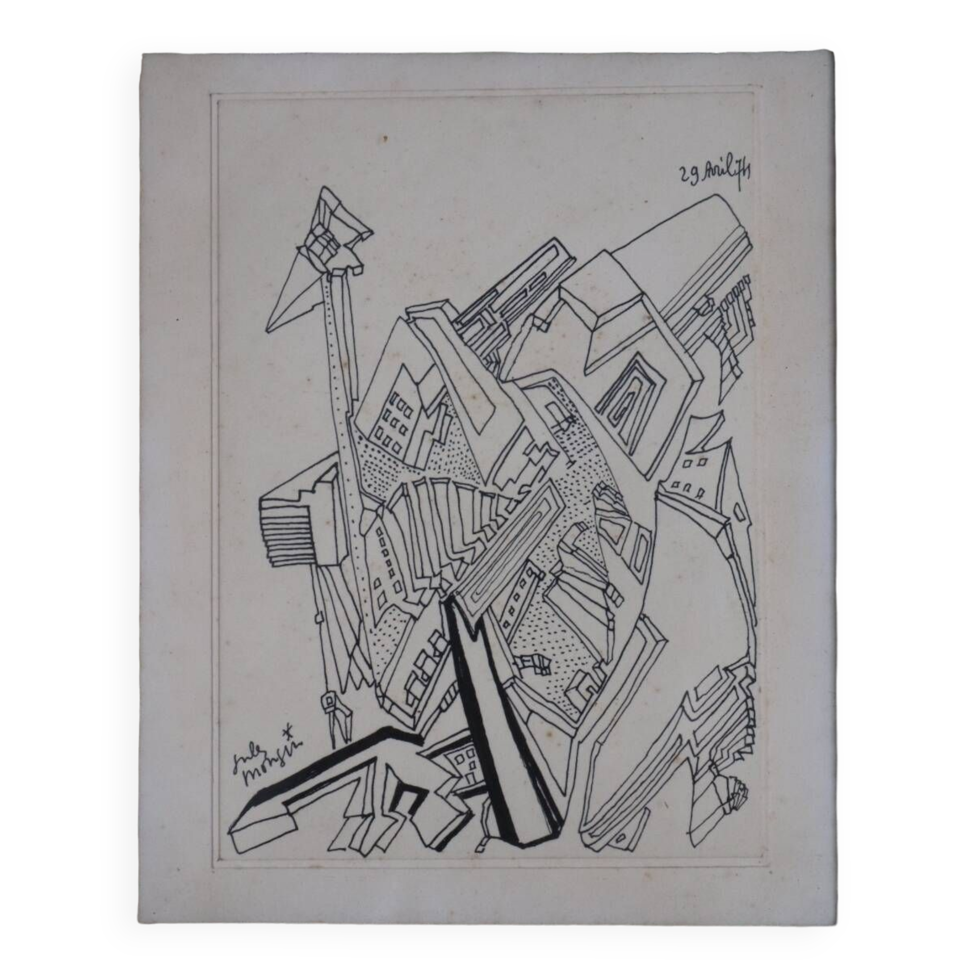 Painting drawing the city Jules Mougin, the poet postman Abstract art brut