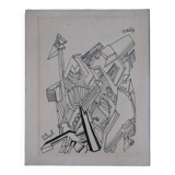 Painting drawing the city Jules Mougin, the poet postman Abstract art brut
