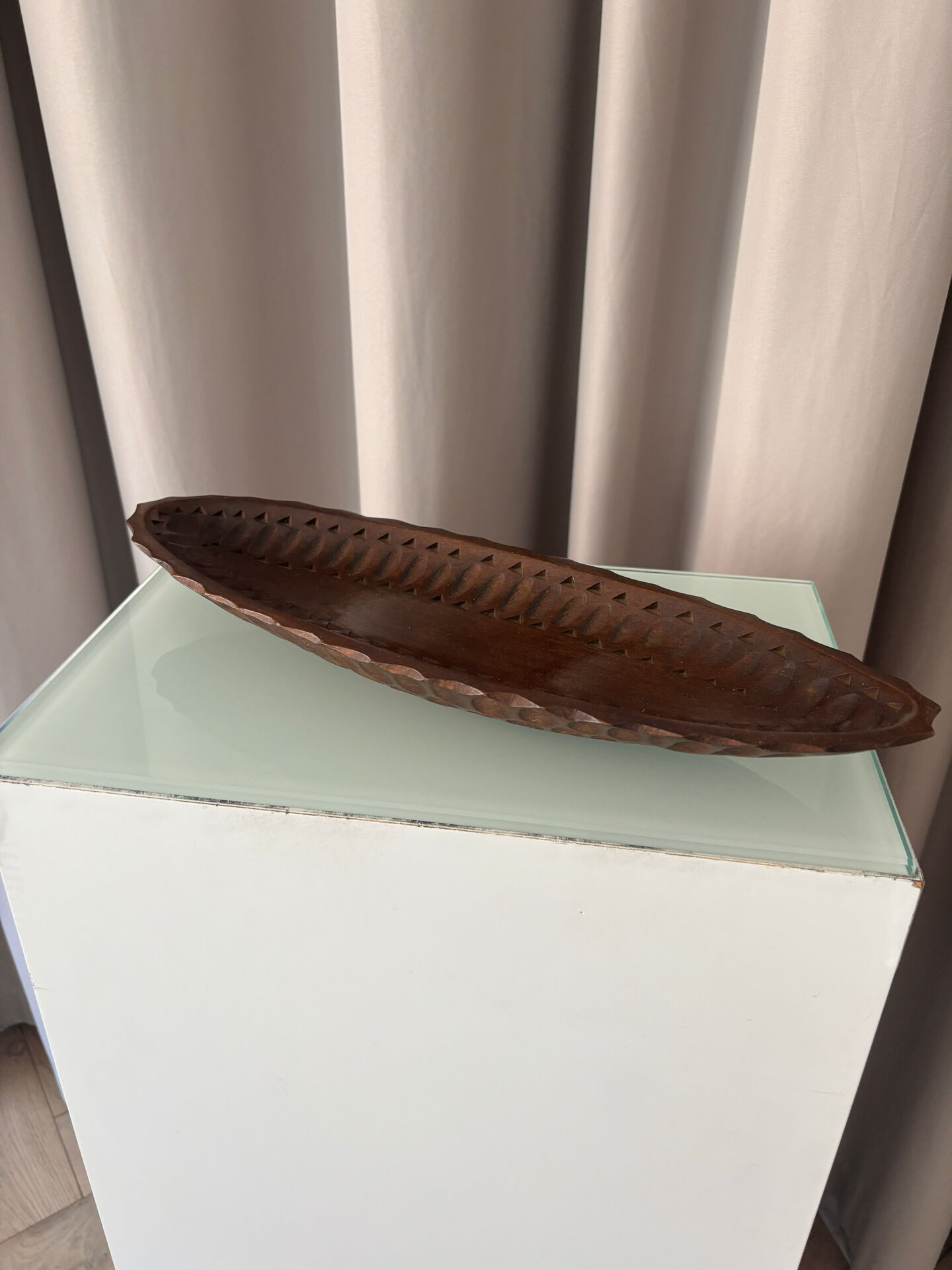 Hand-Carved Brutalist Wooden Centerpiece, 1970s