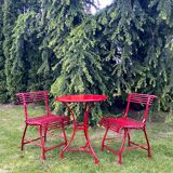 Salon de jardin - 2 chaises Arras US, 1 guéridon Arras - Rouge vif