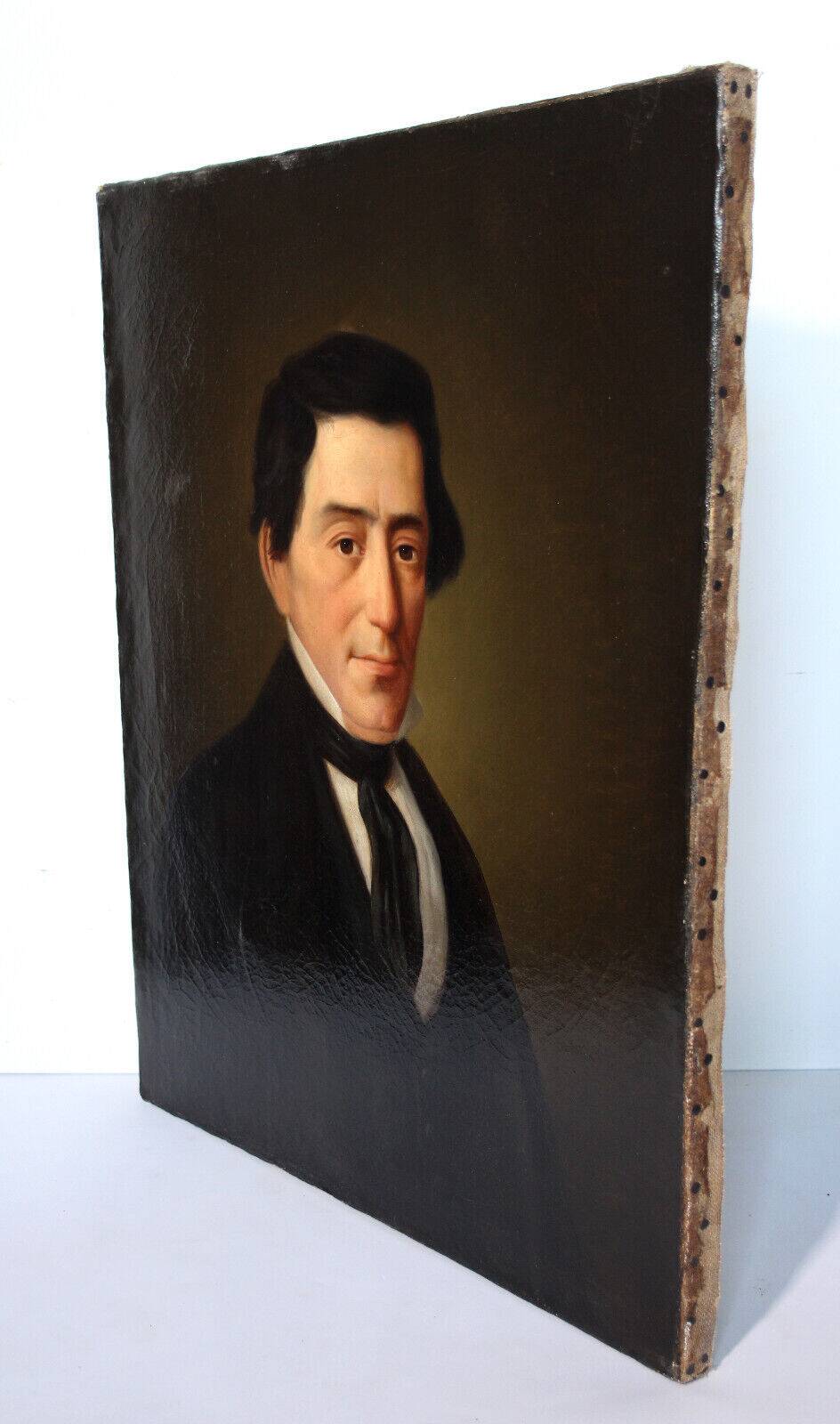 Distinguished 19th-Century Gentleman’s Portrait – Oil on Canvas