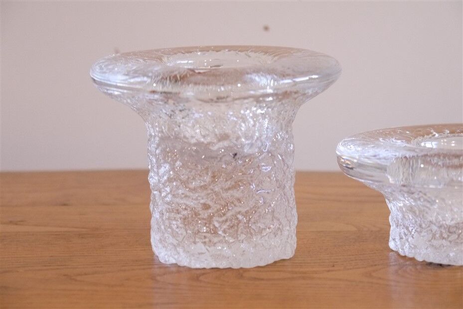 Pair of Scandinavian glass candle holders from Orrefors