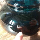 Deep green jug or pitcher with modern design - thick glass