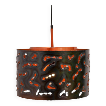 Brutalist copper pendant lamp from Boréns, 1970s