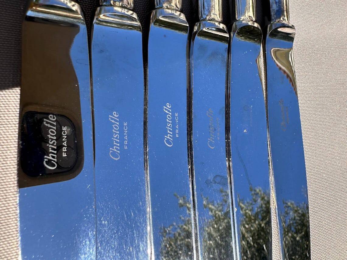 Christofle - Set of 6 Large Table Knives - America Model by Luc Lane
