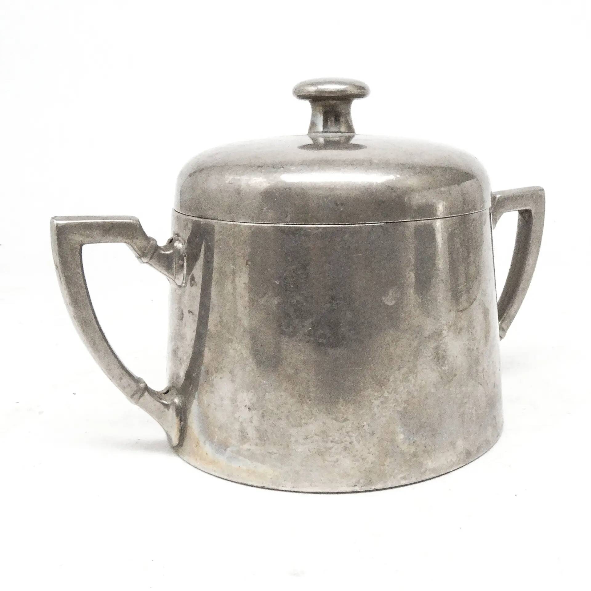 Art Deco sugar bowl, silver-plated brass, Germany, 1920s