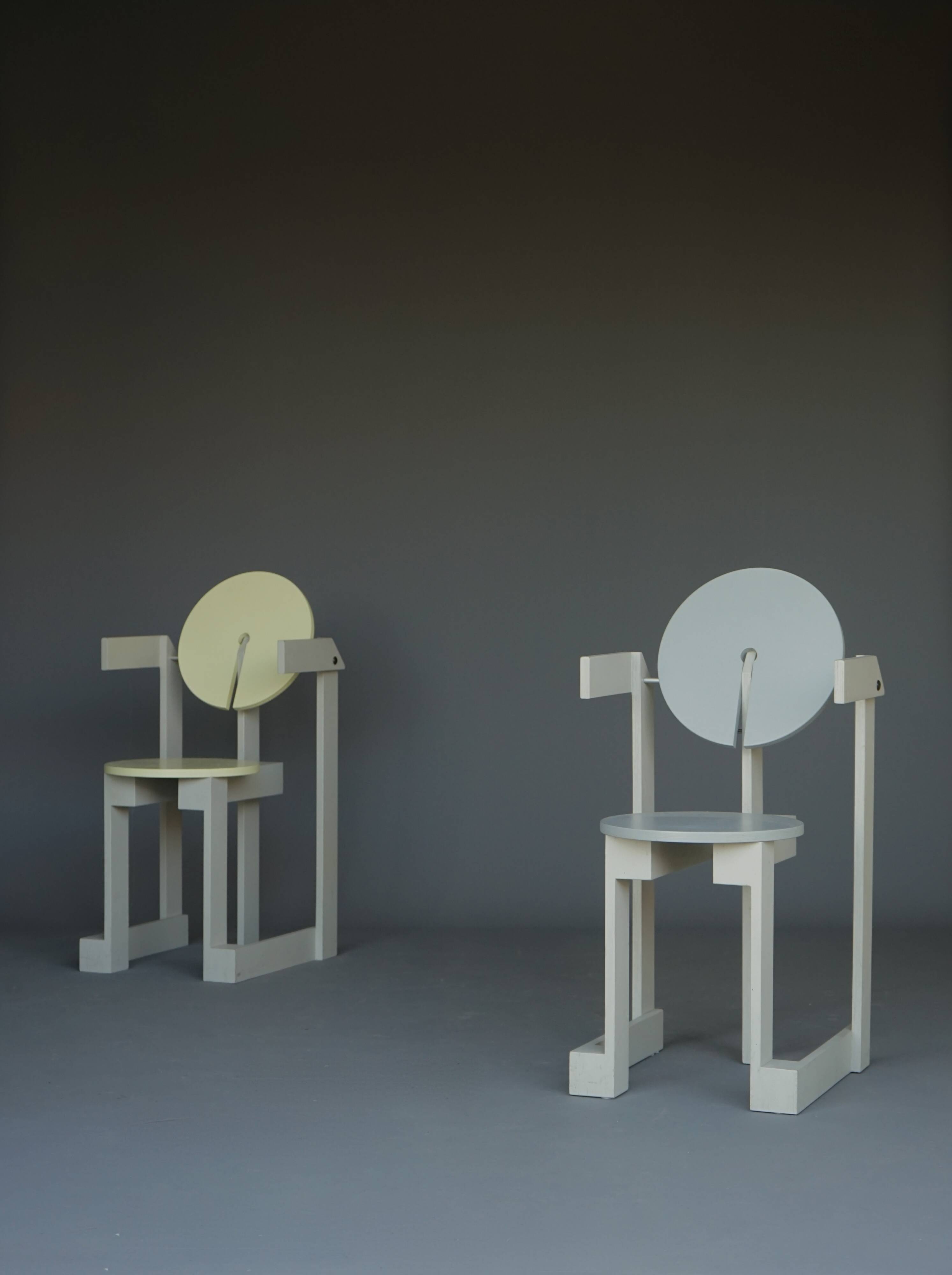 Rare pair of 'Plakhout' Side Chairs by Henk Lampe. 1979