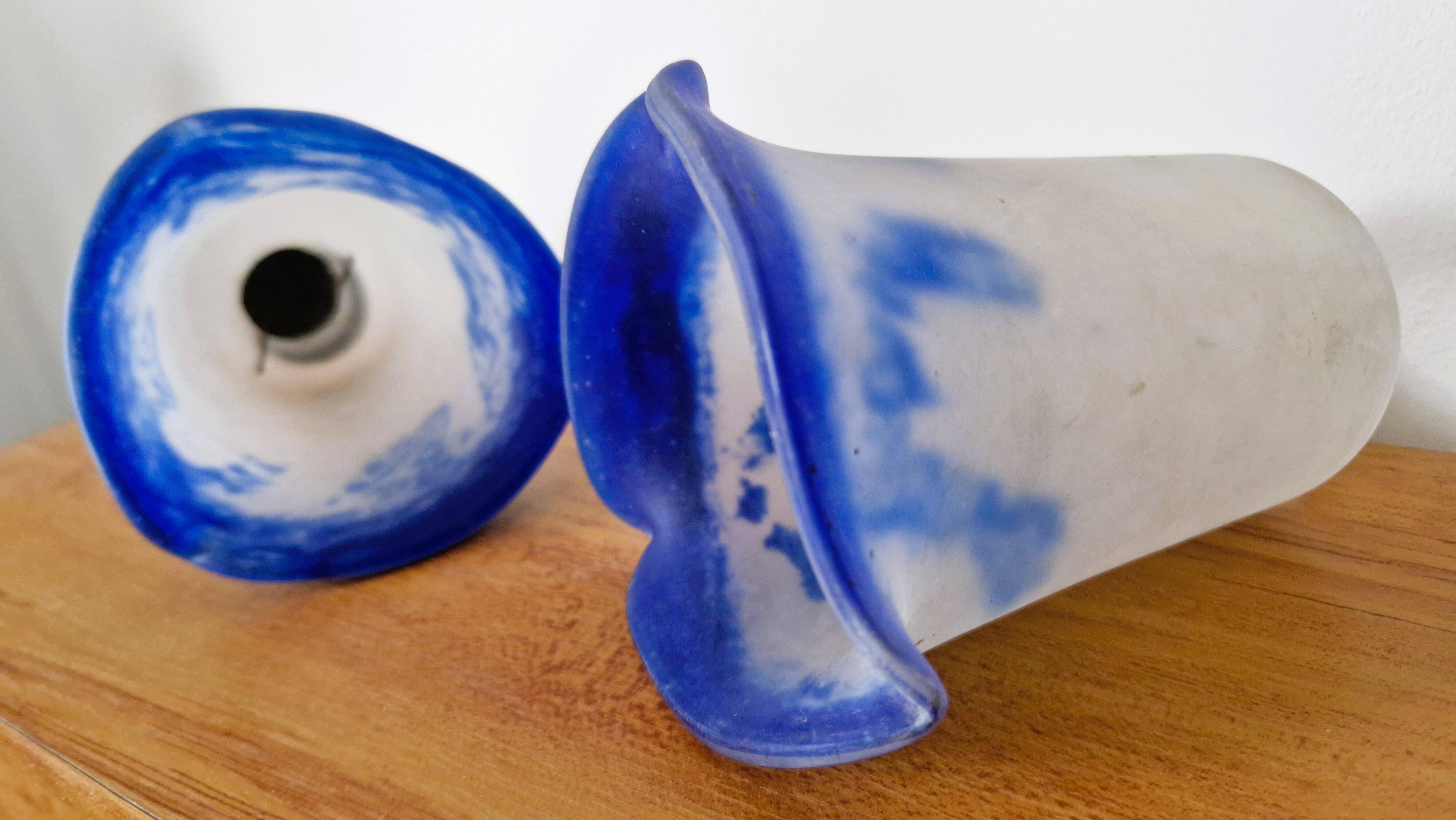 Noverdy white and blue glass paste lampshade