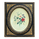 Painting of a bouquet of flowers on a panel in a medallion frame, Napoleon