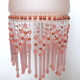 Pink glass wall lamp with garland of pearls