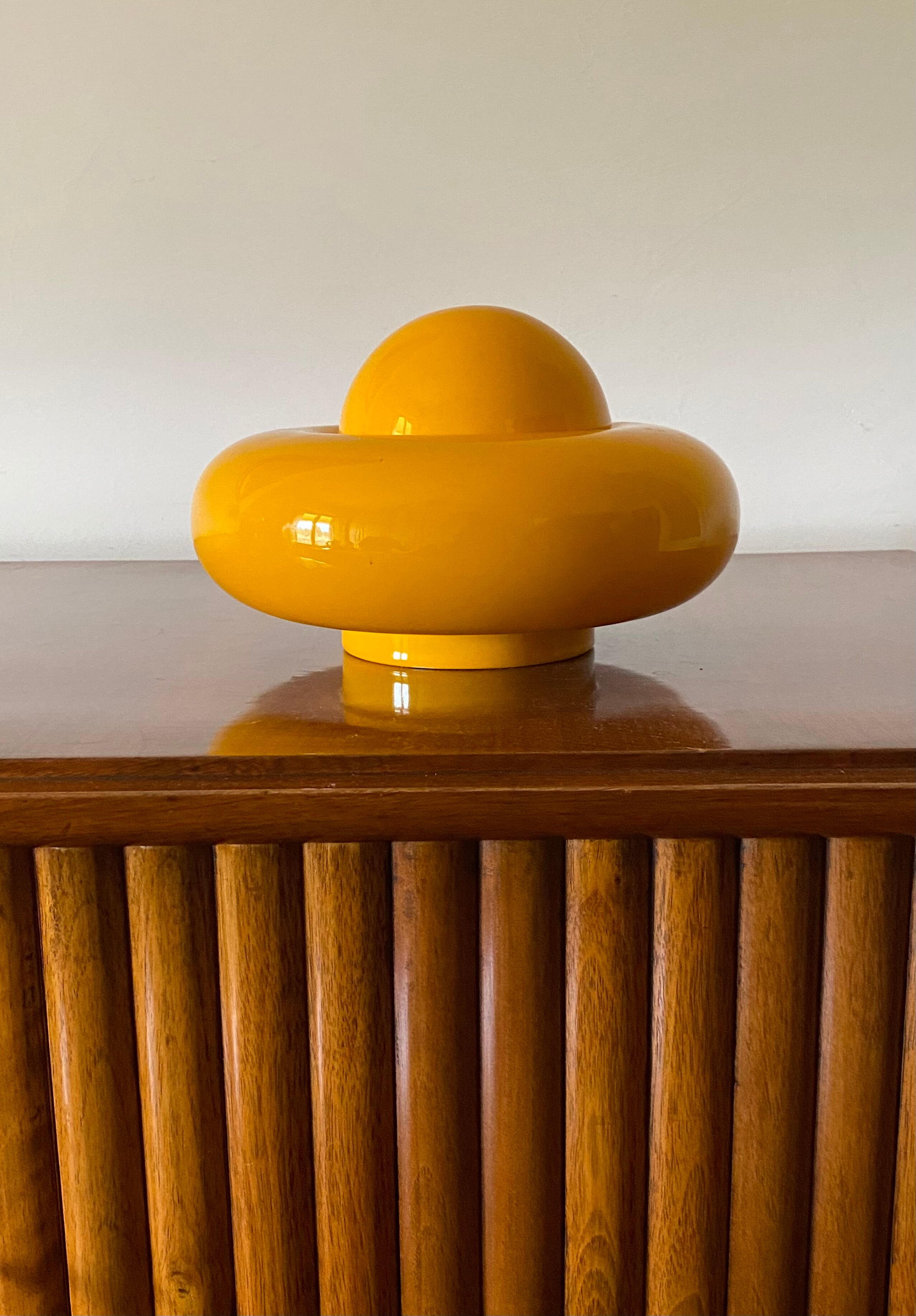 Sergio Asti, Yellow ceramic sculpture / box, Gabbianelli Italy ca. 1971
