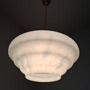 Napako Midcentury Modern Pendant Lamp in Opaline Glass and Brass, Czechoslovakia