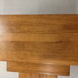 Brutalist rustic blond oak nesting tables