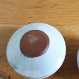 Egg cups signed Atch Chantal and Thierry Robert sandstone from Poncé sur Loir