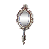 Hand painted gilt bronze nineteenth century louis xv age 1900 canted mirror