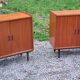 Pair of vintage mahogany sideboards with square metal legs from the 60s