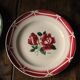 Set of 6 mismatched Art Deco red green yellow dinner plates Digoin
