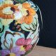 Vintage Ceramic Vase Arte Veneziana, Hand-Painted Flower Decor