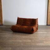 Original Ligne Roset Togo Two Seater Sofa In Leather By Michel Ducaroy '80s