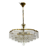 Vintage basket crystal chandelier Bakalowits & Söhne brass, Austria 1970s