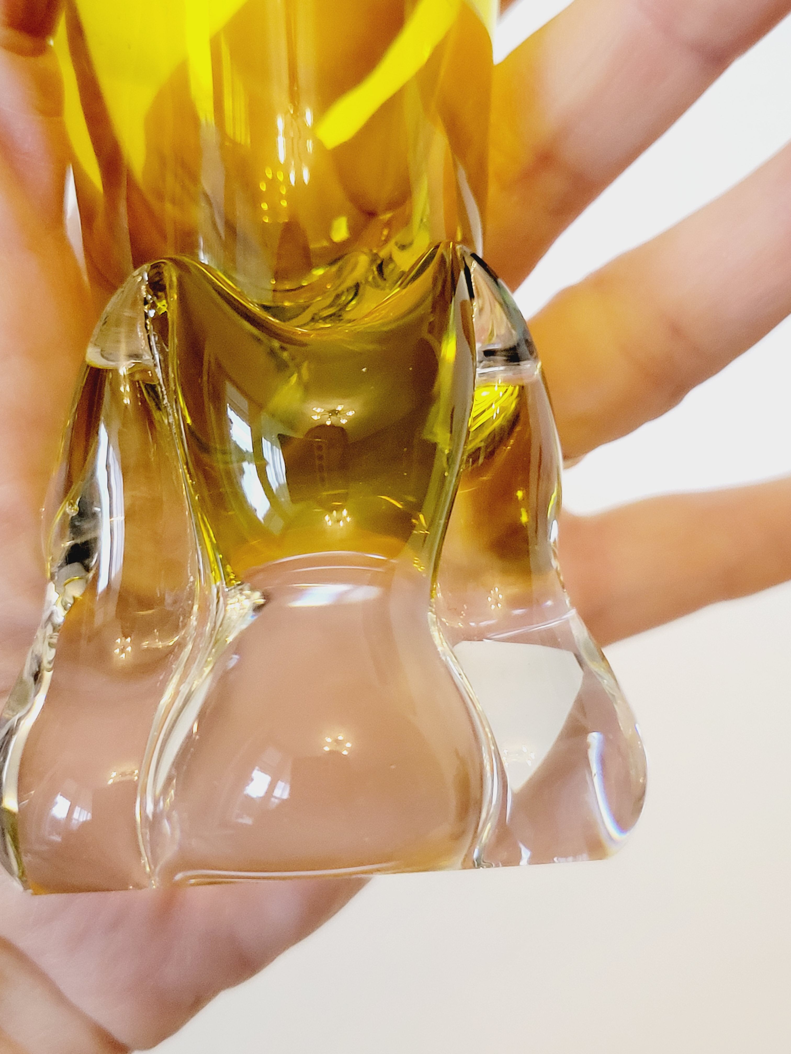 Soliflore vase or large glass in yellow blown glass