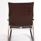 Design Leather Folding Rocking Chair by Takeshi Nii, 1950s