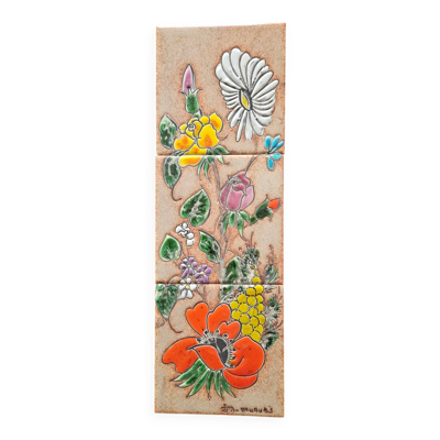 Jean-Paul ARNONE- Vallauris Frise de 3 Carreaux De Faïence Année 1960